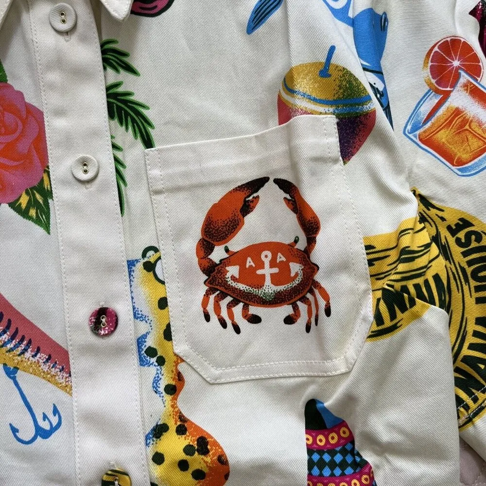 NWOT ALEMAIS x Alan Berry Rhys Samaki Cropped Organic Cotton Shirt Women's Sz 10 - Image 8