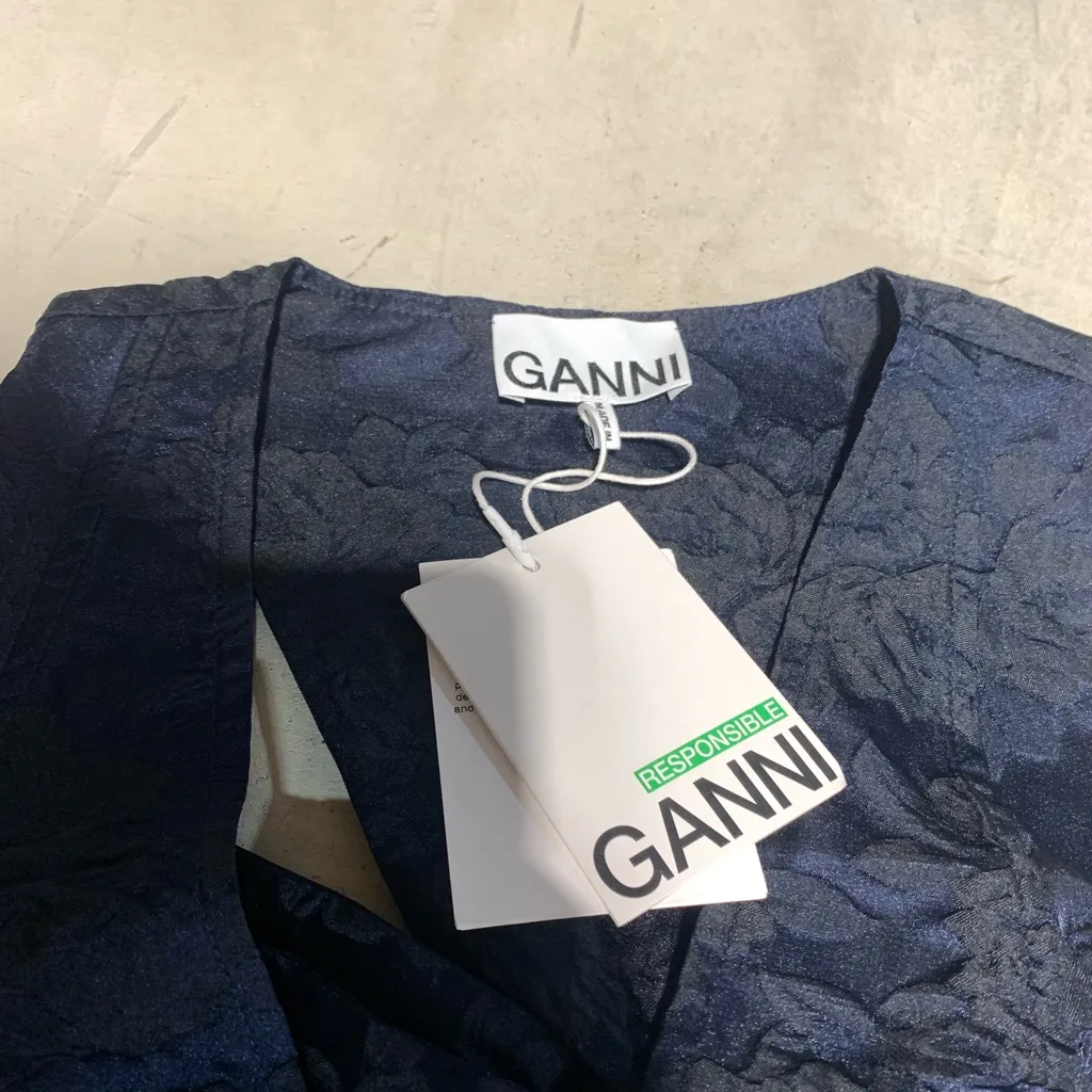 Ganni botanical jacquard mini dress blue - Image 5