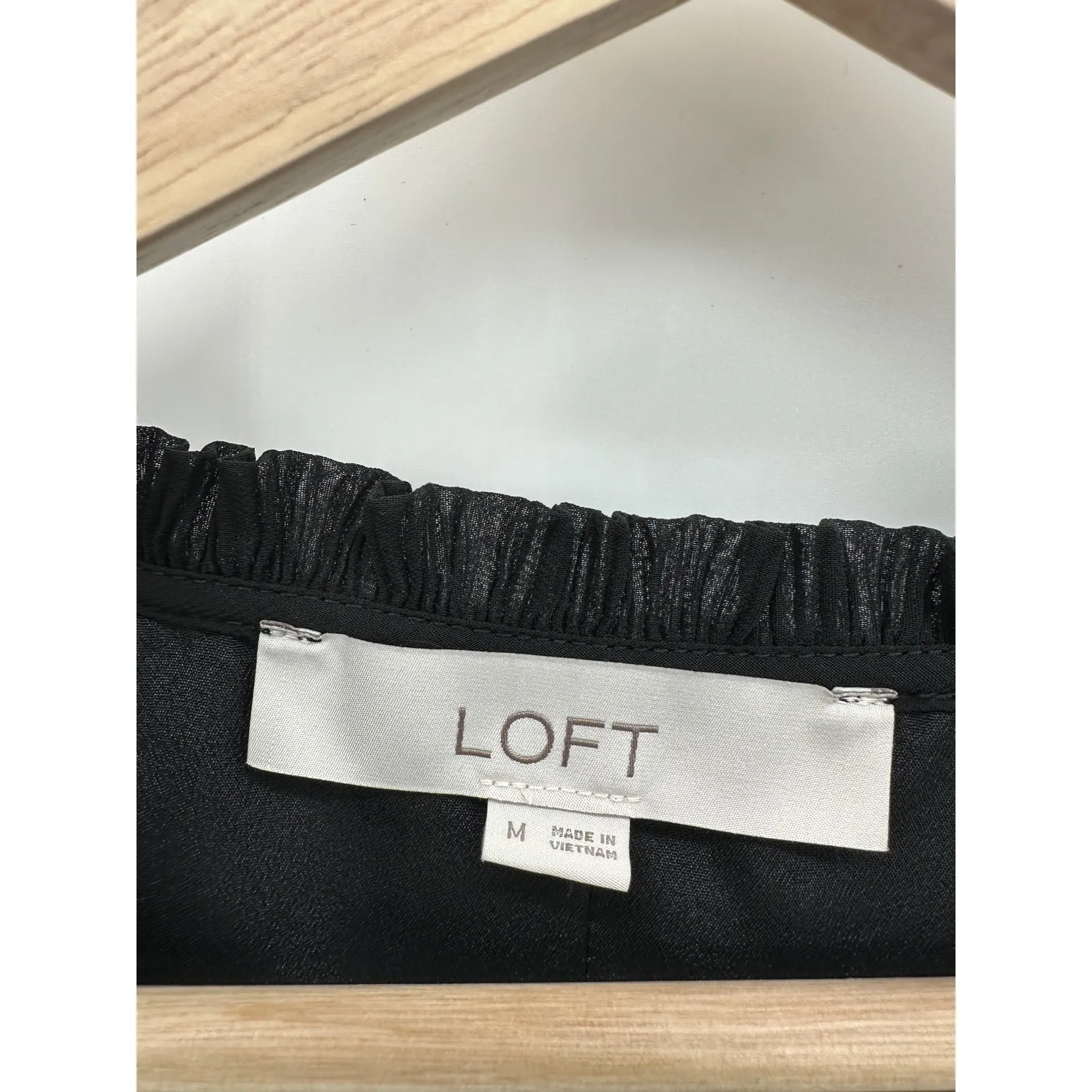 Loft Pleated Tie Neck Dress Women Medium Black Loose MISSING BELT Long Sleeve - Image 8