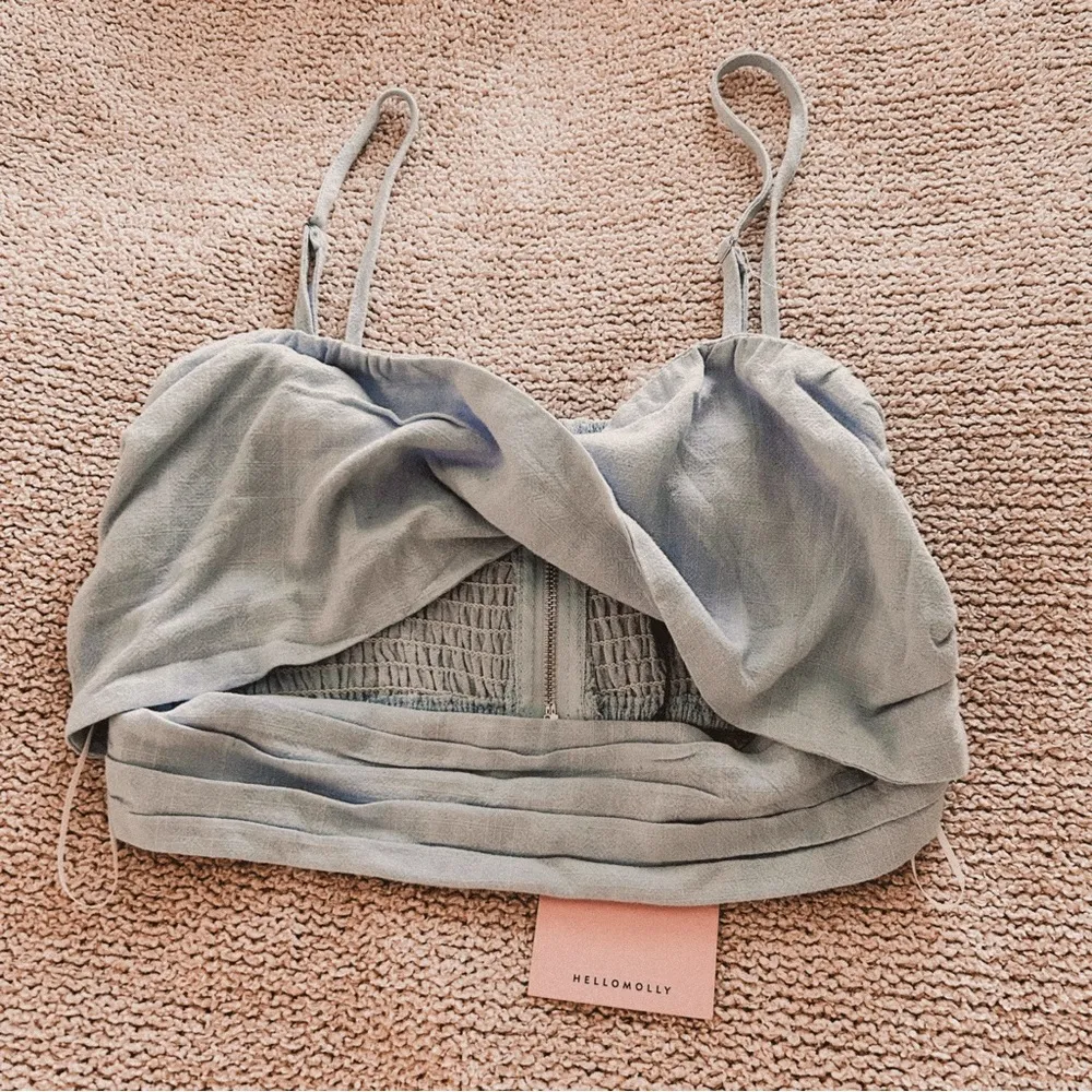 hello molly so particular linen blue criss cross crop top - Image 2