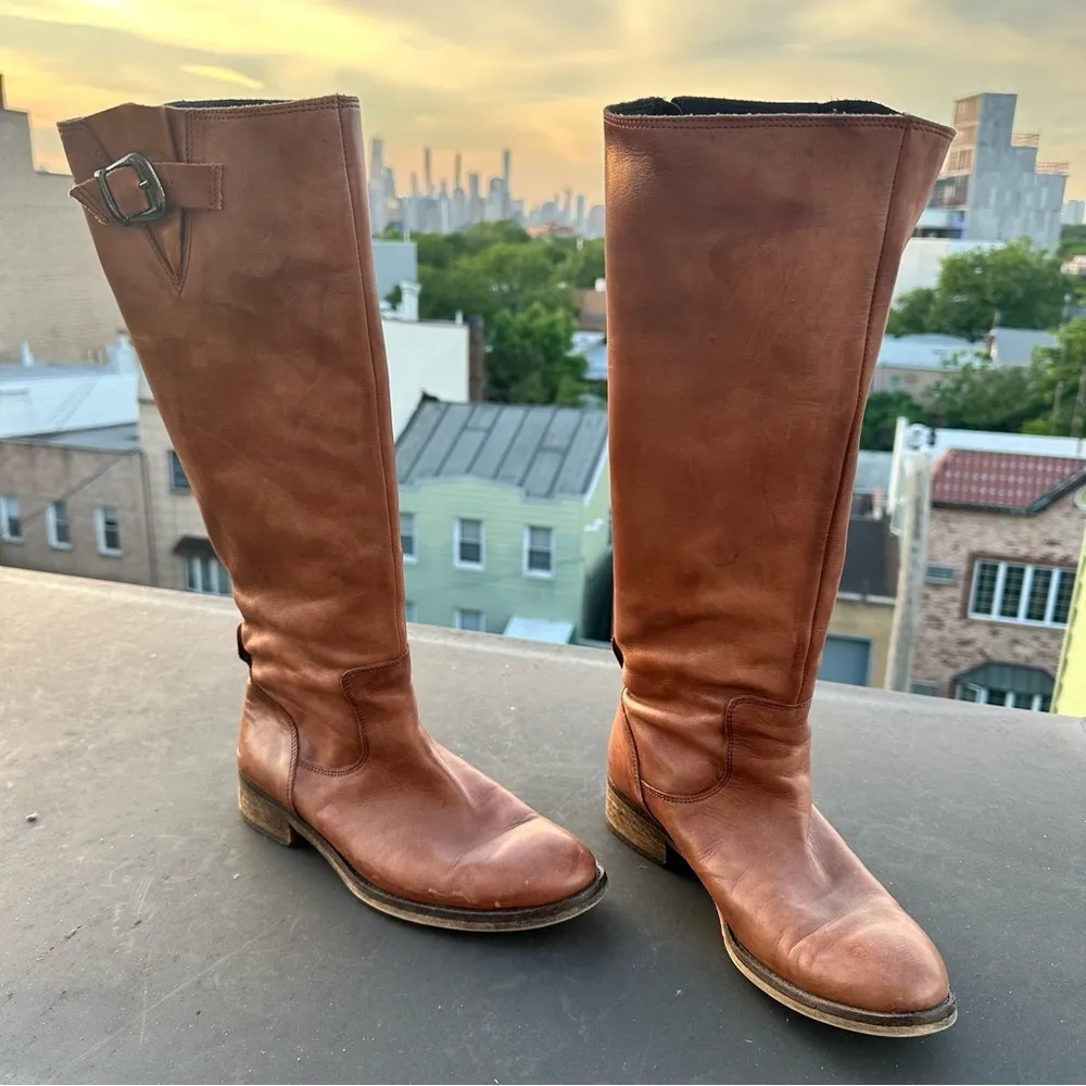 Lavorazione Antigiana brown leather riding boots size 6 shabby chic cottagecore​ Tan - Image 2