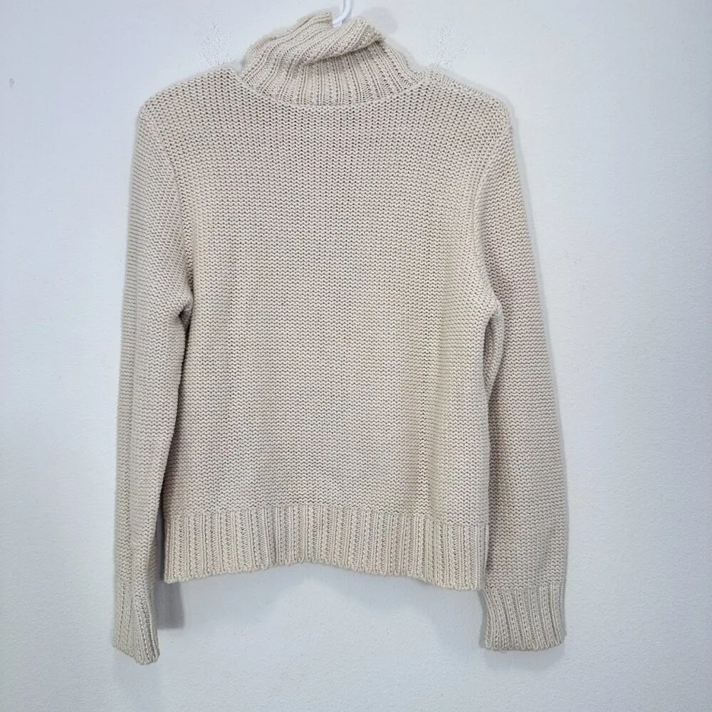 Vintage T.W.H. Cream Chunky Cable Knit Fisherman Turtleneck Classic Sweater M Size M - Image 2