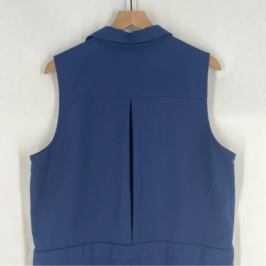 ASOS Stretch Blue Sleeveless Collared Tapered Leg Utility Jumpsuit Size‎ 14 - Image 8