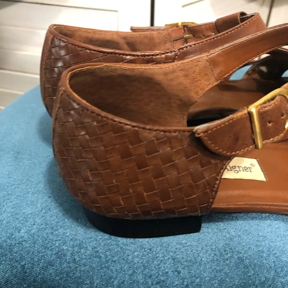 Etienne Aigner  Italian fisherman genuine leather close toe heeled sandals sz 10 - Image 4