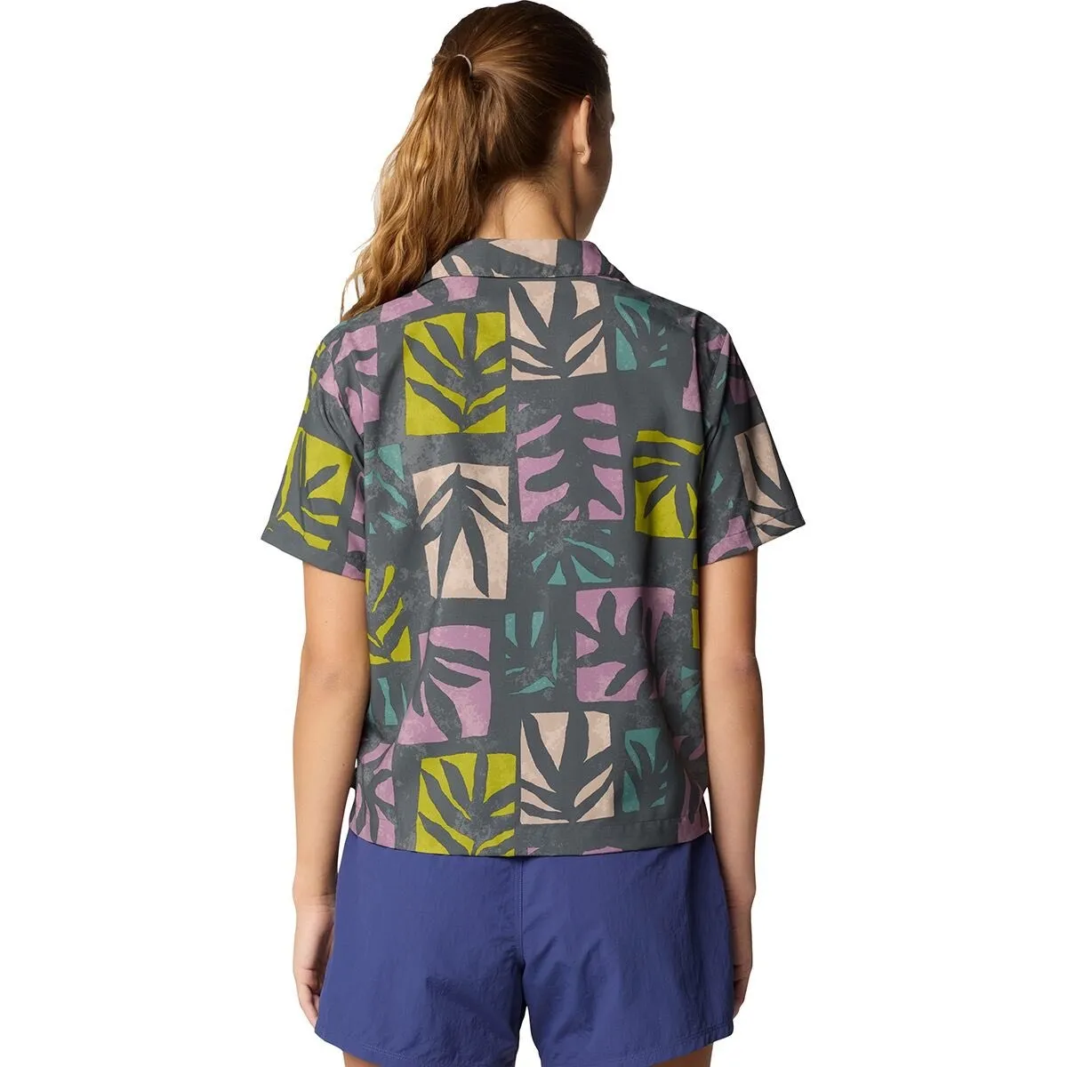 Mountain Hardwear Trail Sender Button Down Tropical Leaf Print Shirt EUC Size L - Image 3