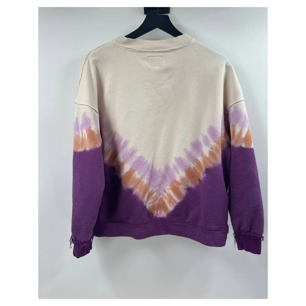 Free People Cream and Purple Ombre Metti Oversized Crew Sweatshirt Size XS - Image 10