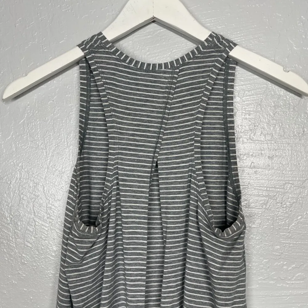 Lululemon Women 4 Gray White All Tied Up Tank Striped Open Back Athletic Workout - Image 6