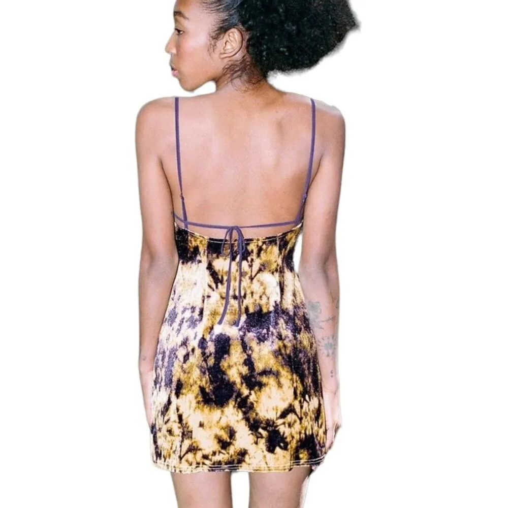 Urban Outfitters Dress Womens M Purple Velvet Tie Dye Indie Sleaze Psychedilic - Image 2
