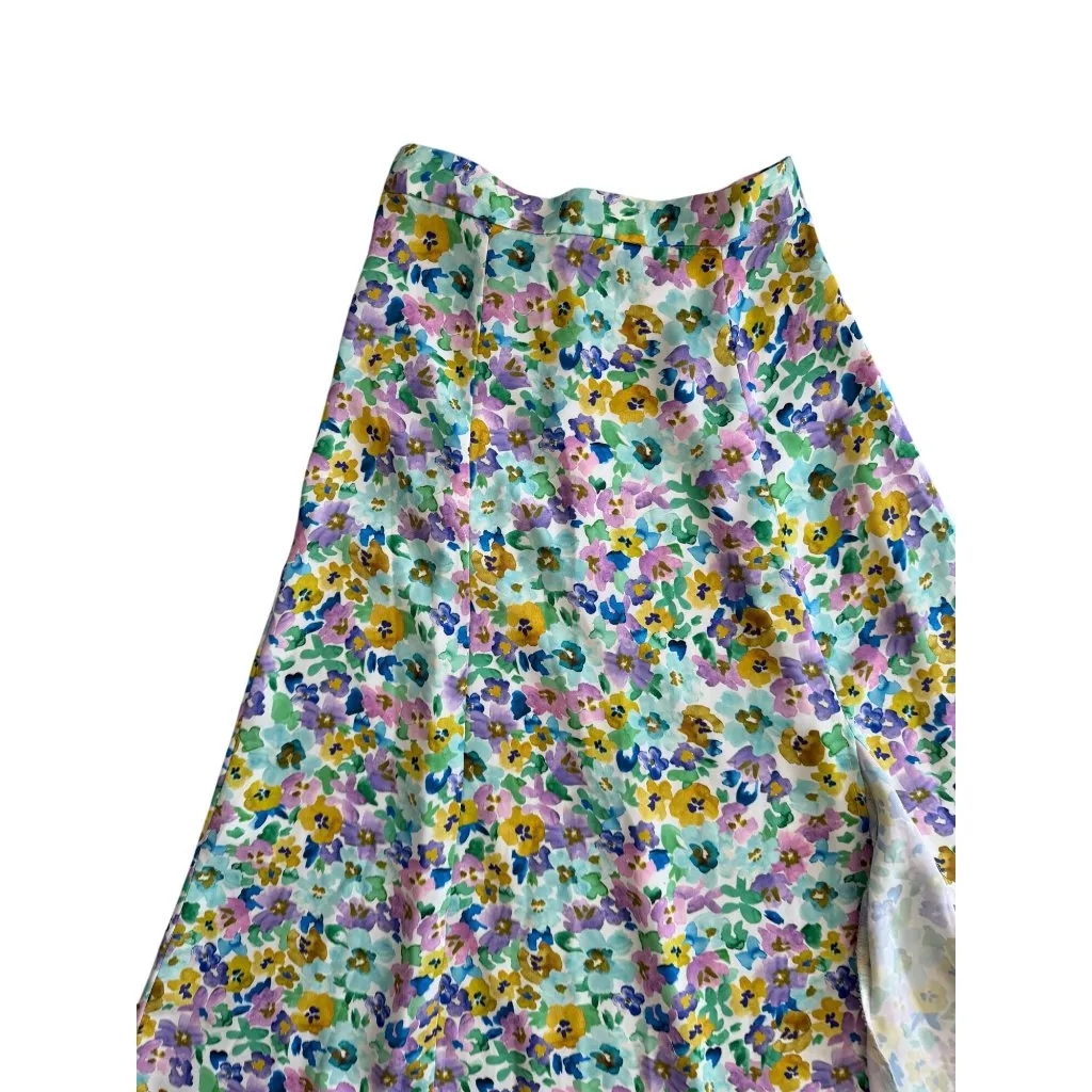 RESA Floral Midi Slit Hem Skirt Size X Small Blue - Image 6