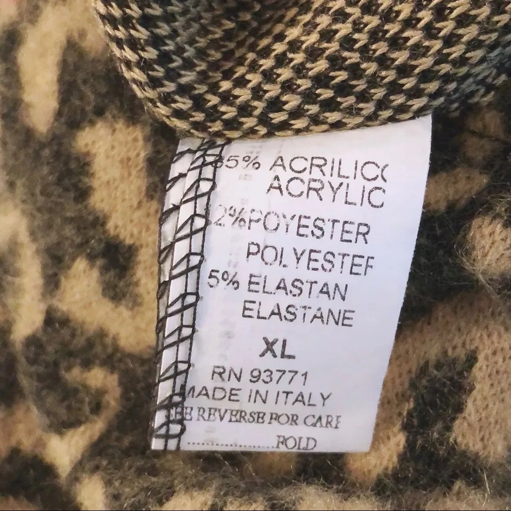 Vasna Leopard Sweater Dress (Made in Italy) Pocket Cowl Neck Mustard Size XL NWT - Image 8