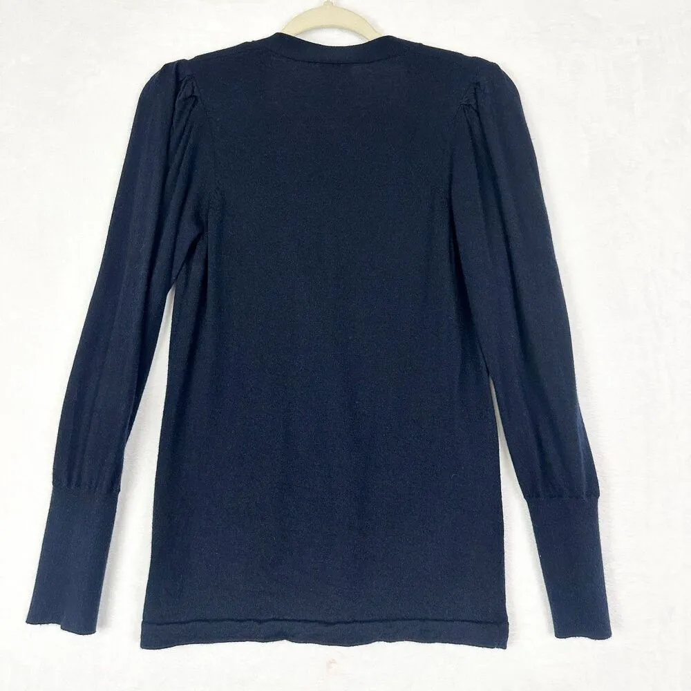 TSE Cashmere Cardigan Size Medium Navy Blue Quiet Luxury Minimalist Classic - Image 2