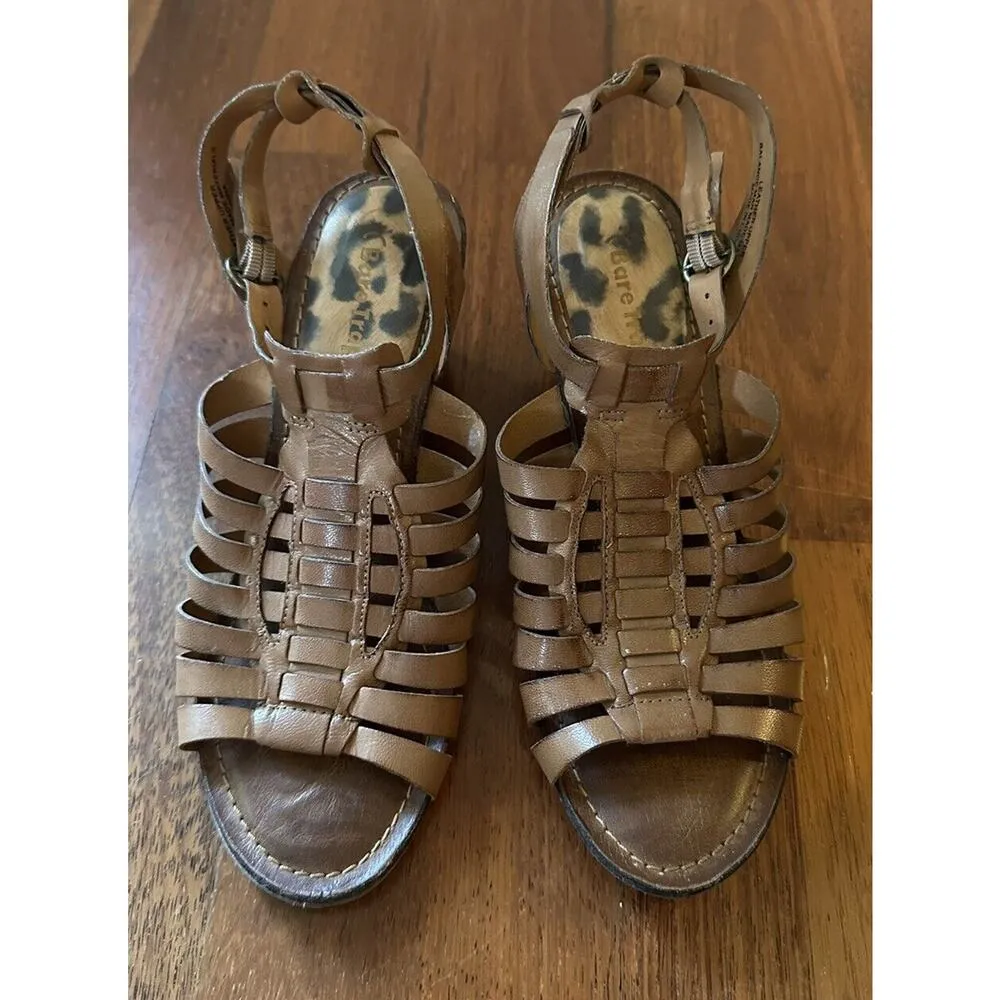 Baretraps Sandals Womens 7.5 M Ivania Gladiator Wedge Brown Leather Casual - Image 4