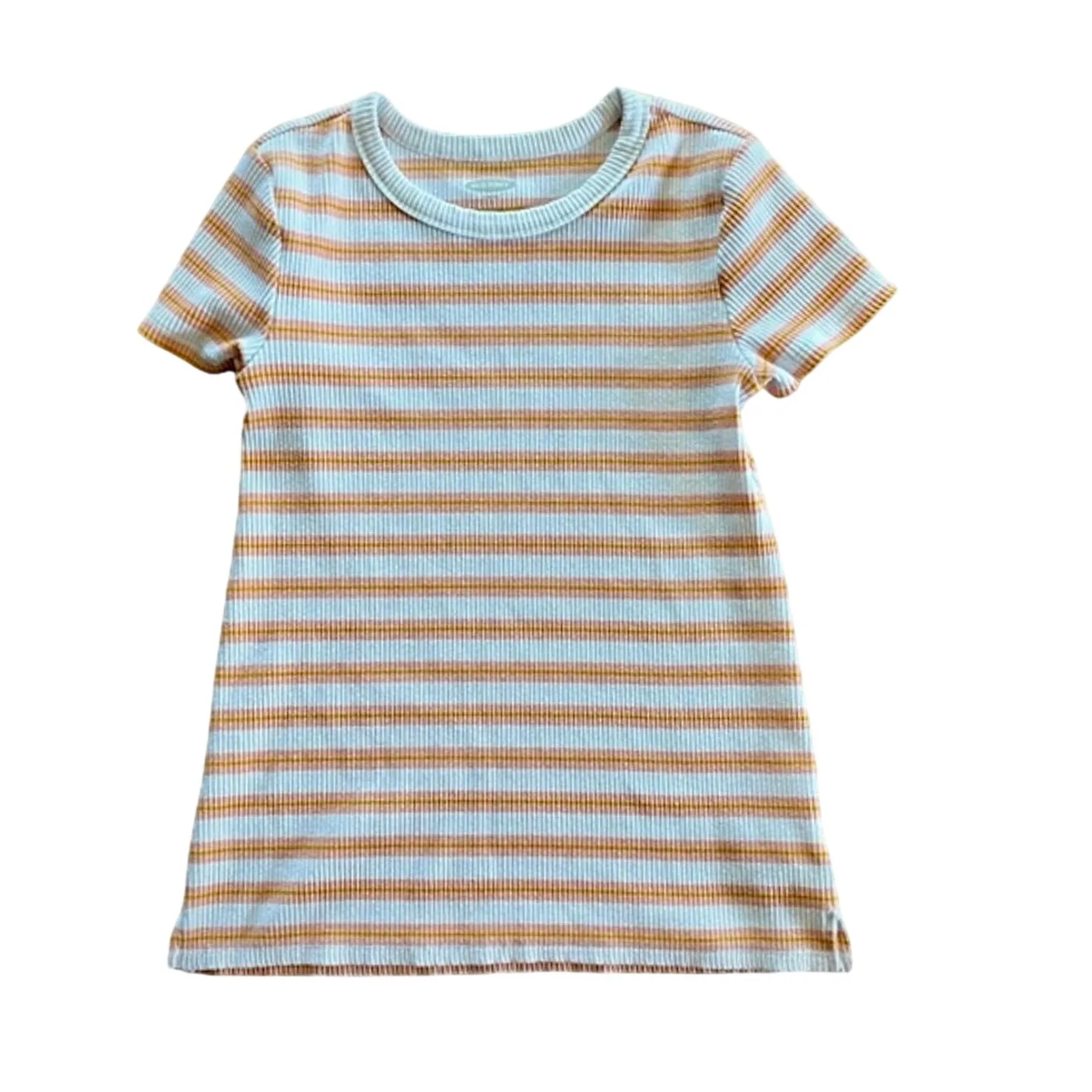 Old Navy Slim Orange Pink Striped Ribbed T-Shirt Womens Small - Image 11
