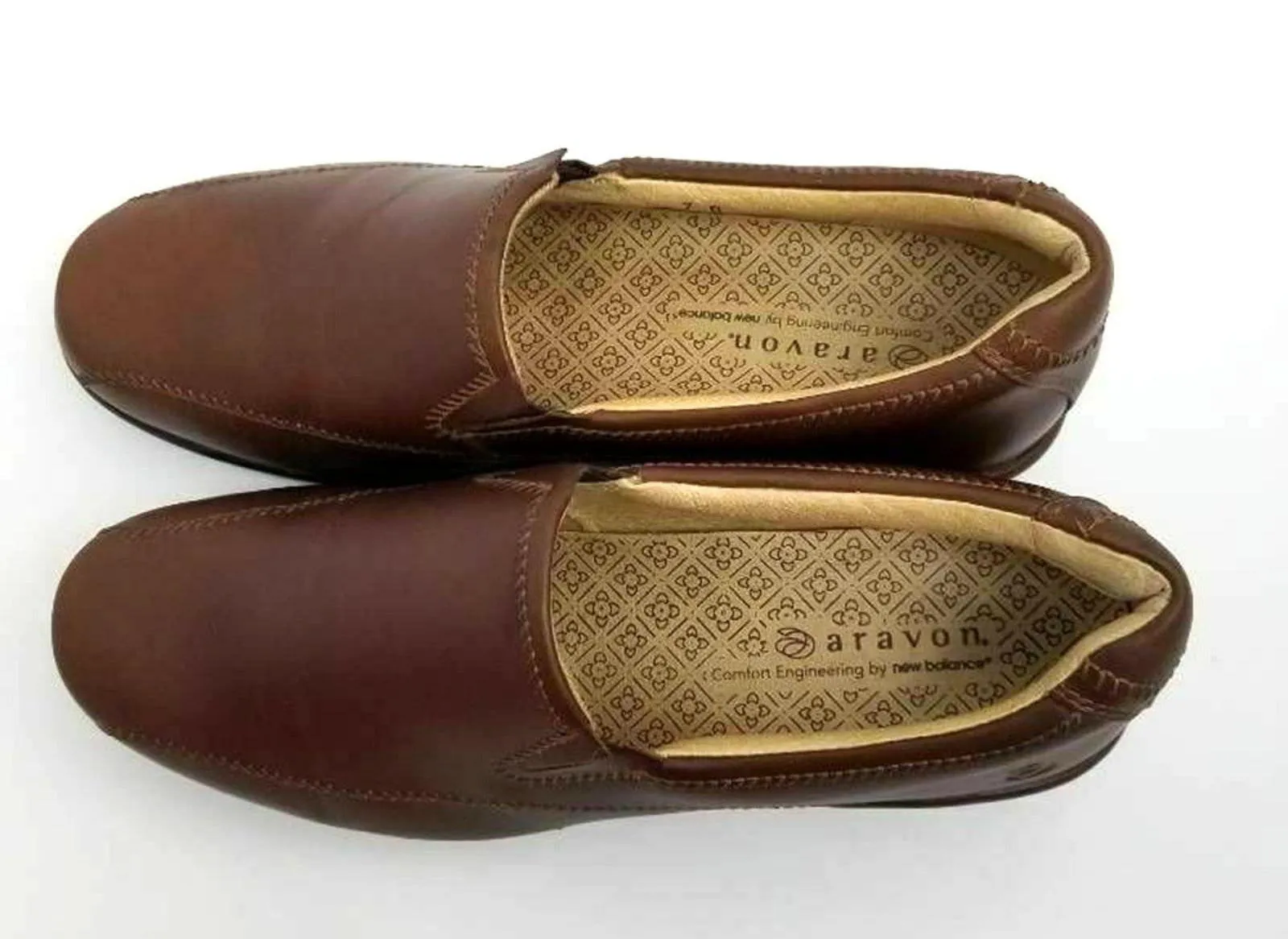 Aravon Womens Slip On Wedge Loafer Shoes Brown Leather Sz 7B - Image 8