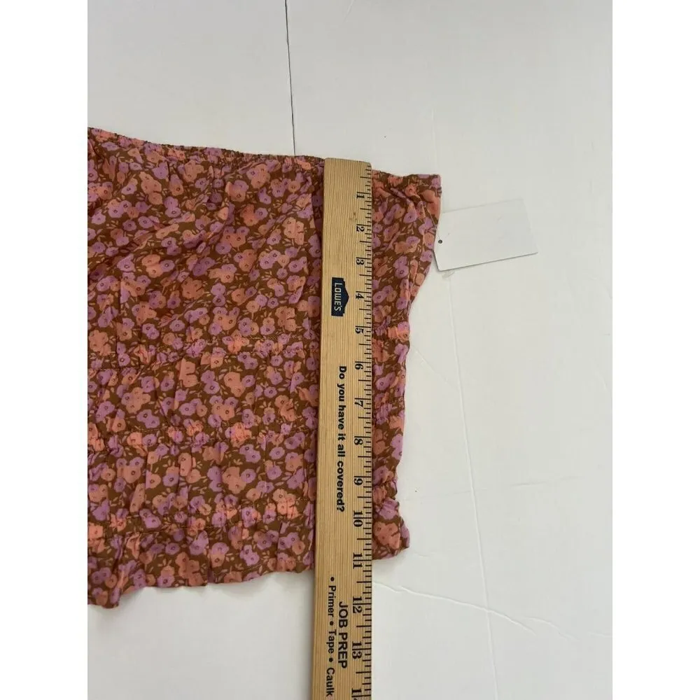 NWT BP Floral smoke Crop tank Top 1X bohemian One-Shoulder Tan Purple - Image 10