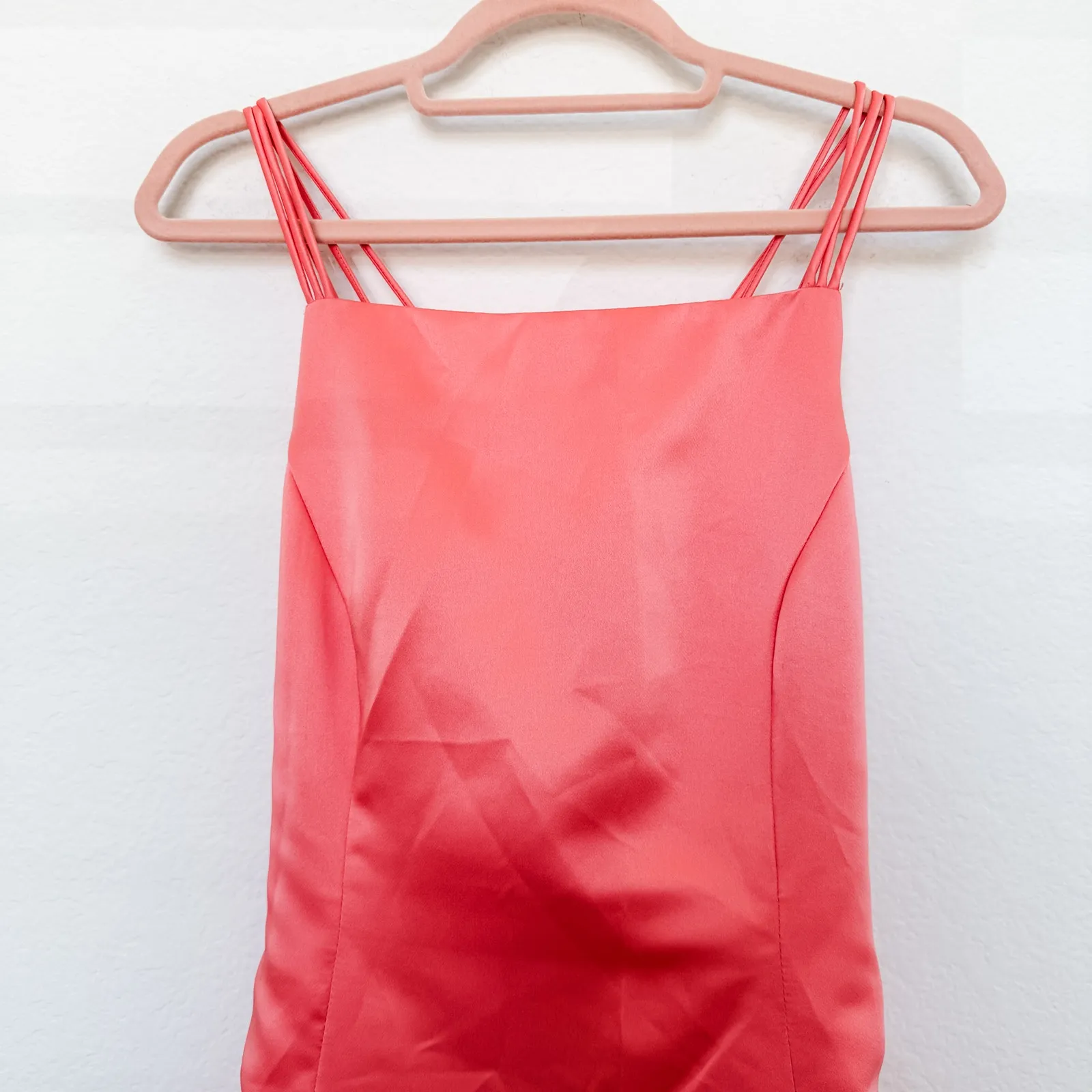 VTG Y2k Betsy &‎ Adam Satin Strappy Formal Gown Pink Size 10 Y2K Prom Coquette - Image 4