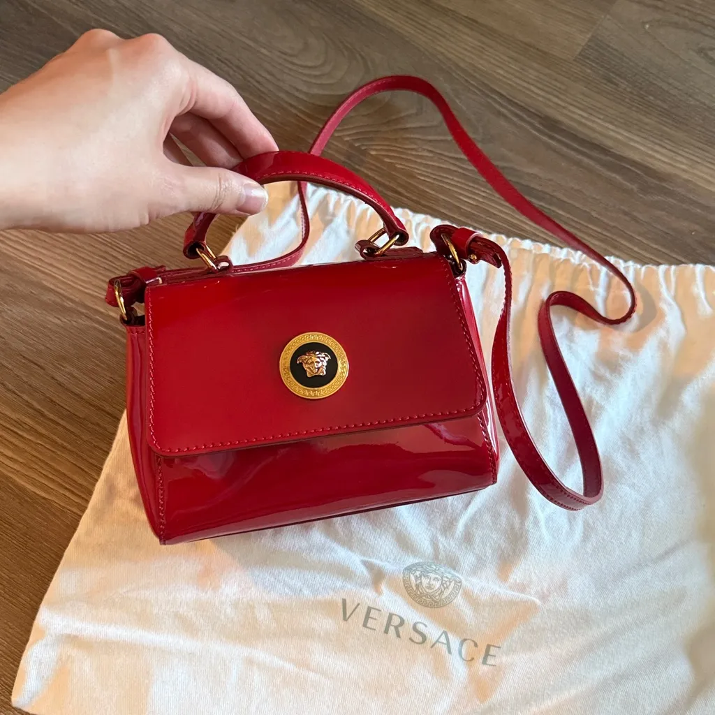 Versace red patent leather top handle Medusa mini bag - Image 2