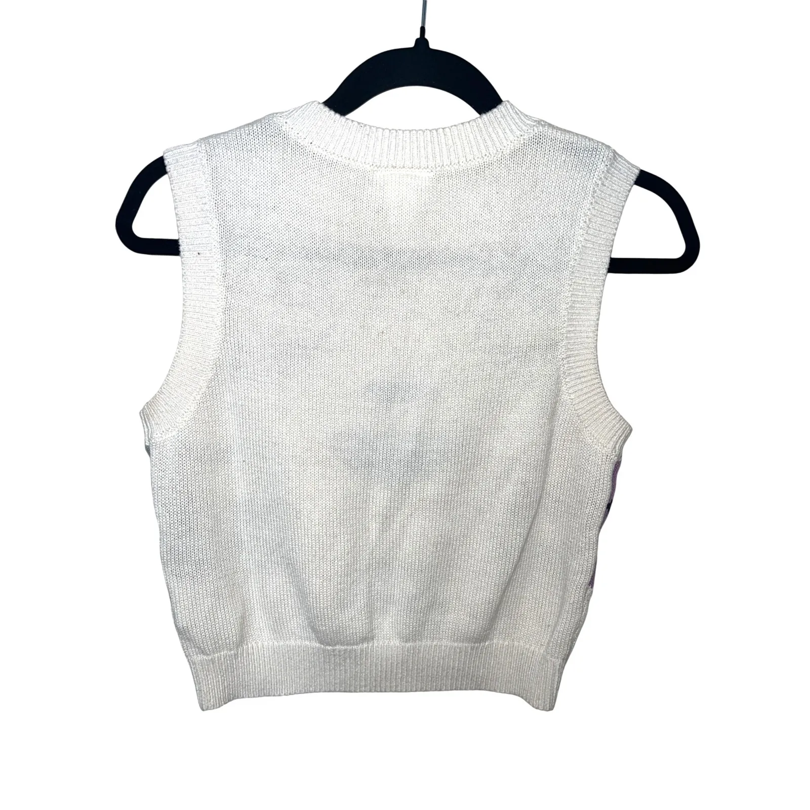 H&M‎ x Smiley® Knit Sweater Vest Multicolor Faces White Small EUC - Image 2