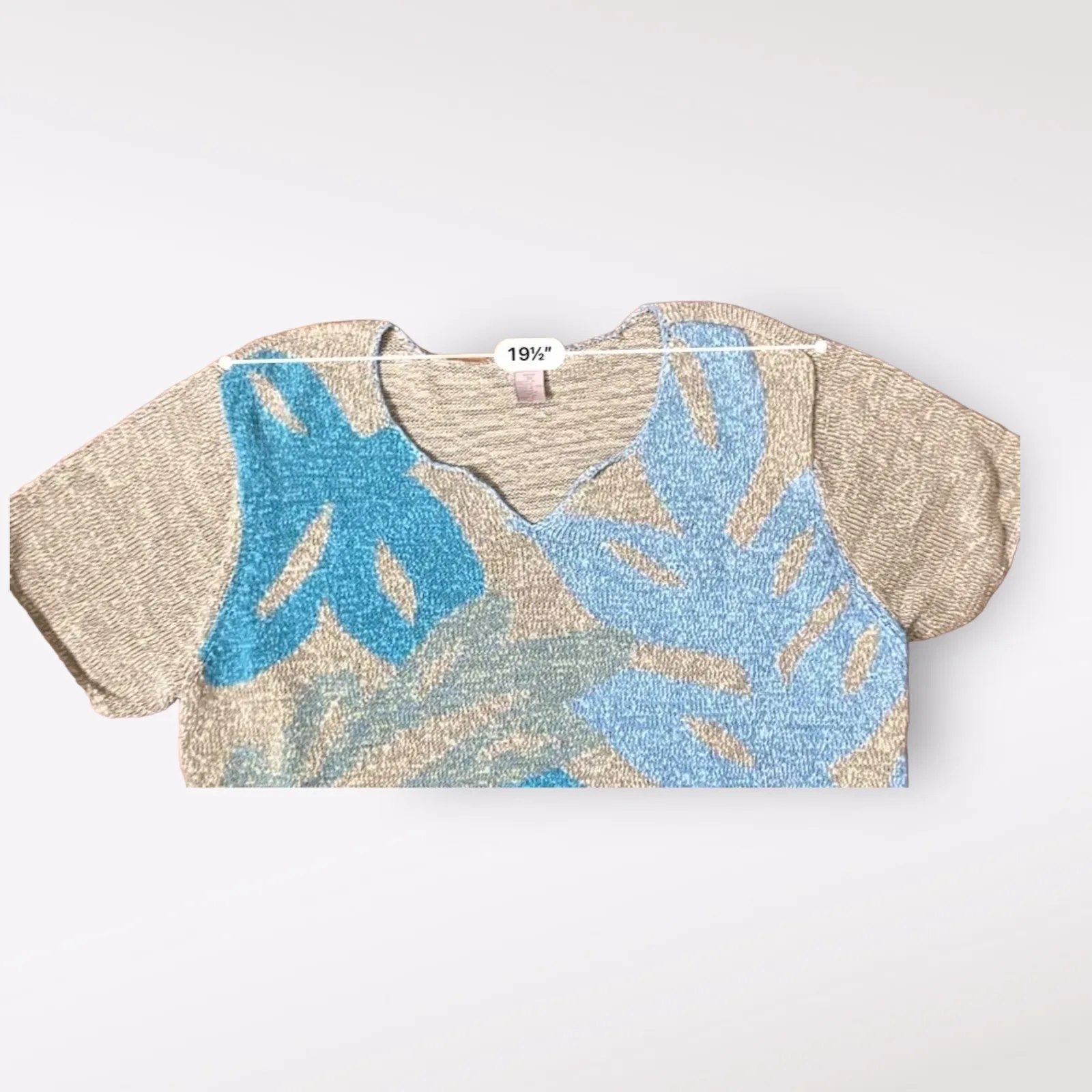 Sigrid Olsen Vintage Floral Coastal Short Sleeve Knit Sweater Size 3X - Image 5