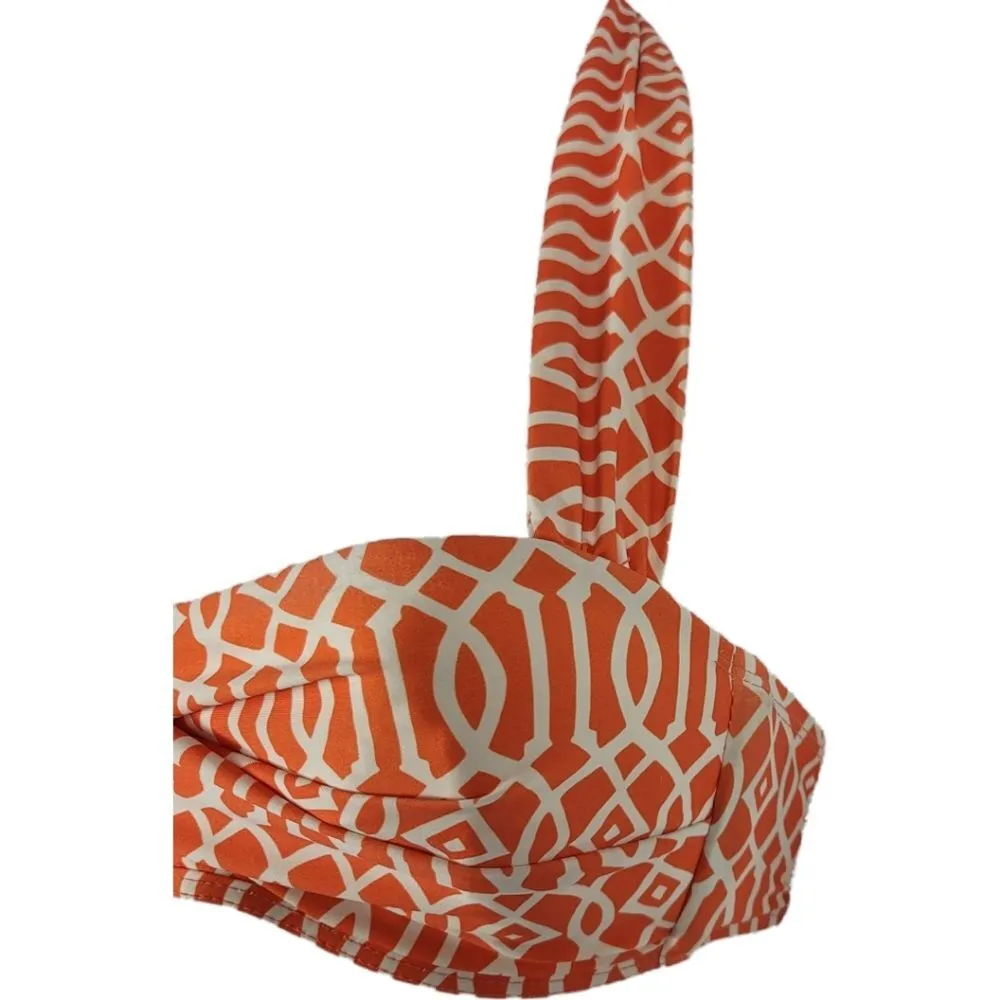 Antonio Melani Orange & White Bikini Top Size Small EUC - Image 2