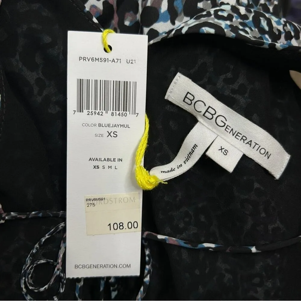 BCBGENERATION Mini Dress Womens Size XS Leopard Print Animal Ruffle Colorful - Image 7