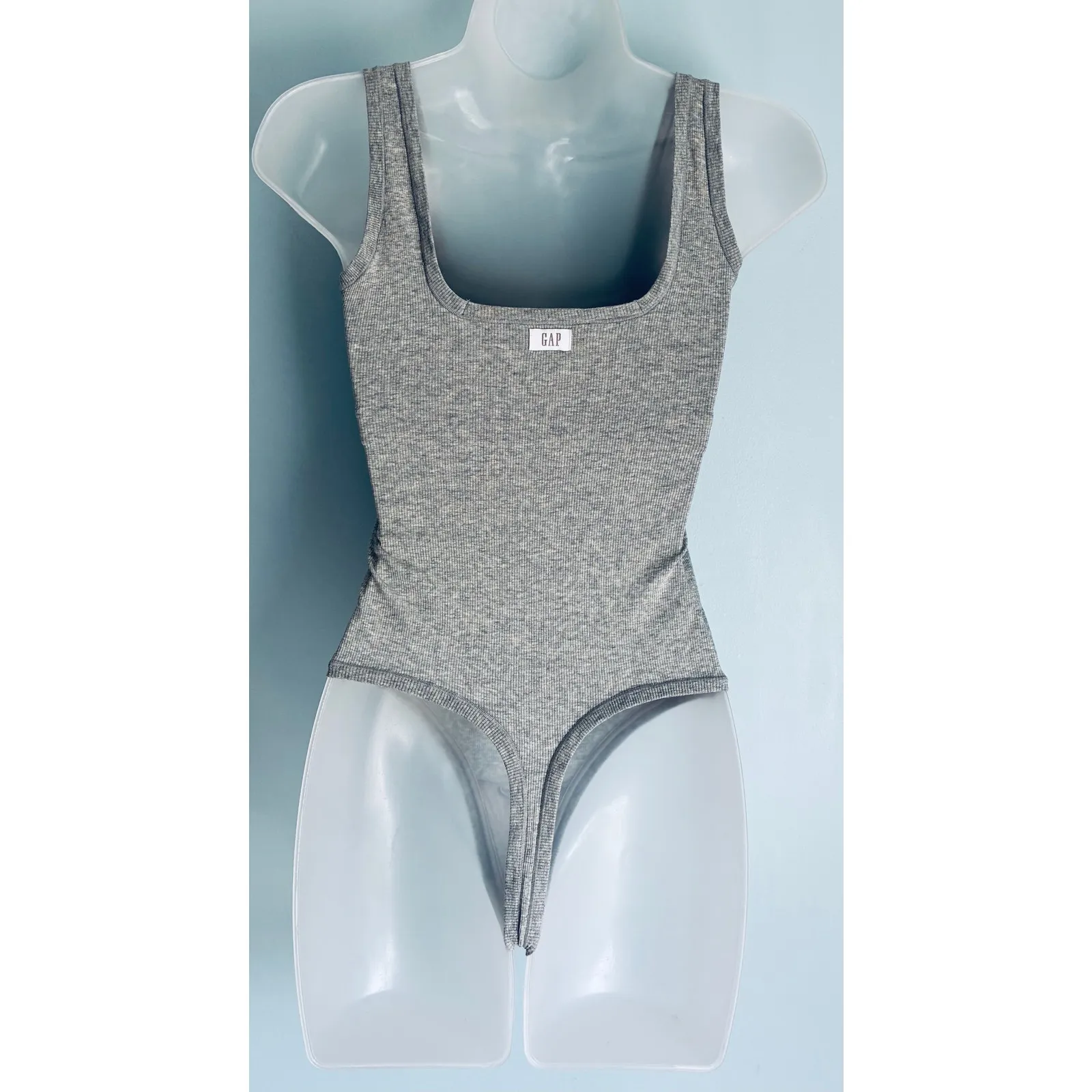 Gap Body Cotton Rib Bodysuit Small Gray - Image 6