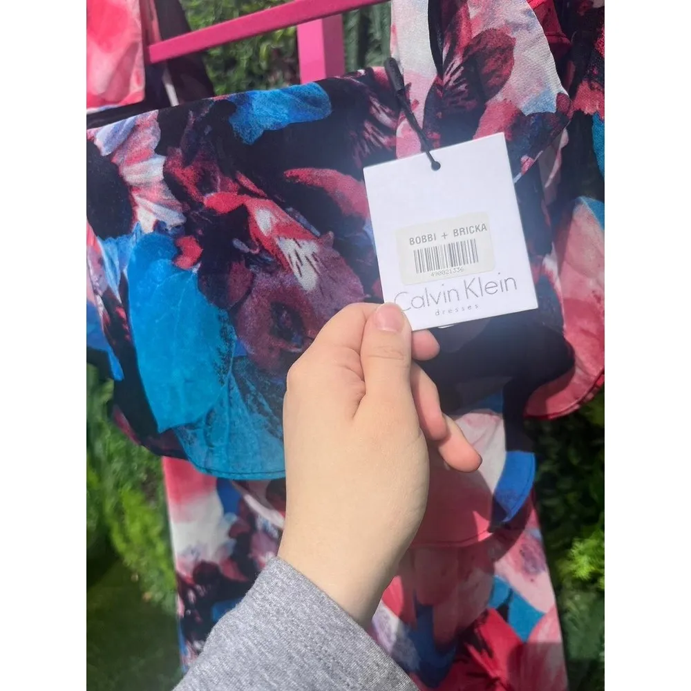 Calvin Klein Womens Off-The-Shoulder Multicolor Floral Flounce Size 6 Dress NEW - Image 7