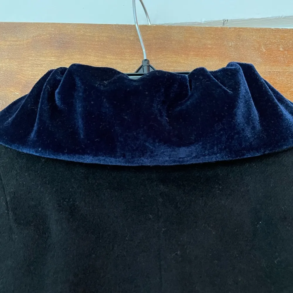 Vintage Black w Blue Velvet Trim Evening Jacket Size 42 - Image 8