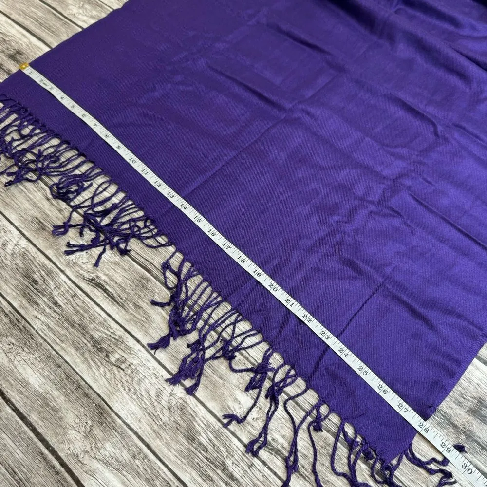 Unbranded Womens Neck Scarf Pashmina Deep Dark Cool Purple Tassels Fringe Ribbed - Image 6