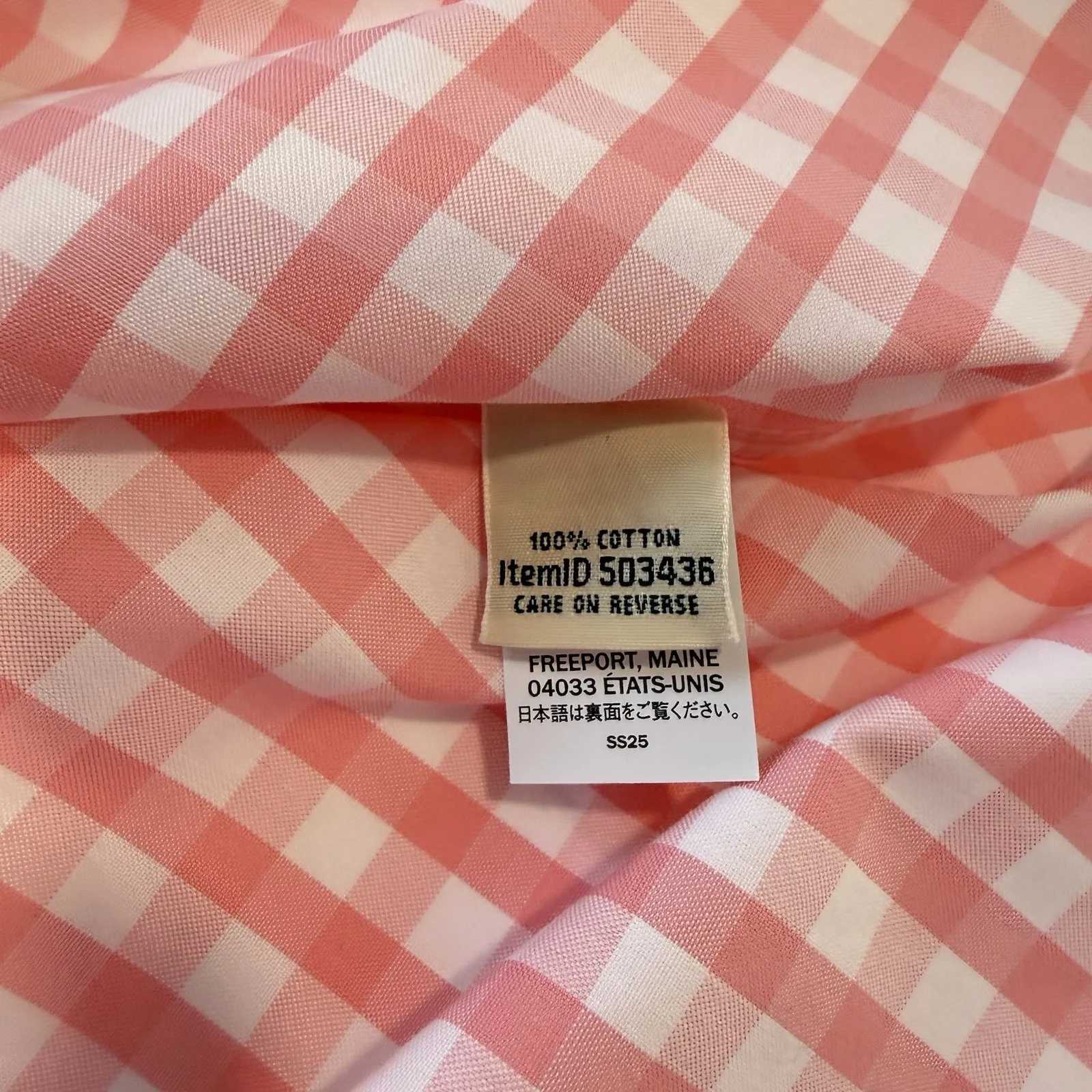 LL Bean Pink Gingham Wrinkle Free Pinpoint Oxford Long Sleeve Button Shirt SMALL - Image 9