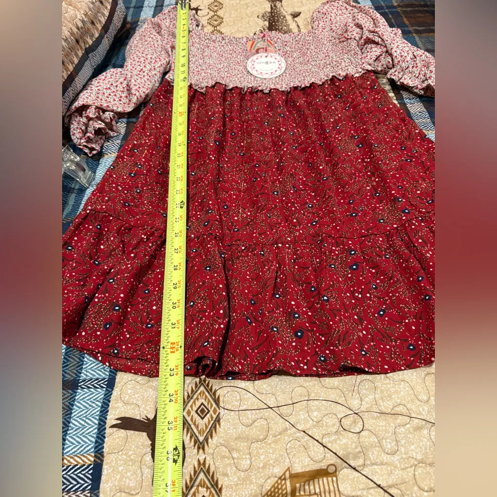 Umgee Red Mix Floral Ruffle Dress Boho - Image 11