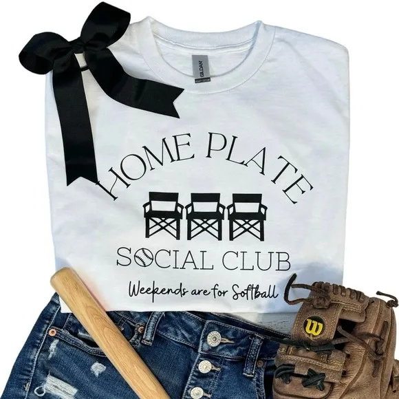 Softball Home Plate Social Club Large Womens White T-Shirt Short Sleeve - Image 2
