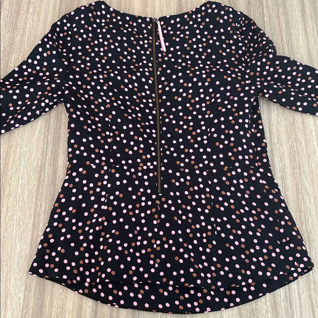 Boden Delia Top Women’s Size 8 Crewneck Black Pink Polka Dots - Image 7