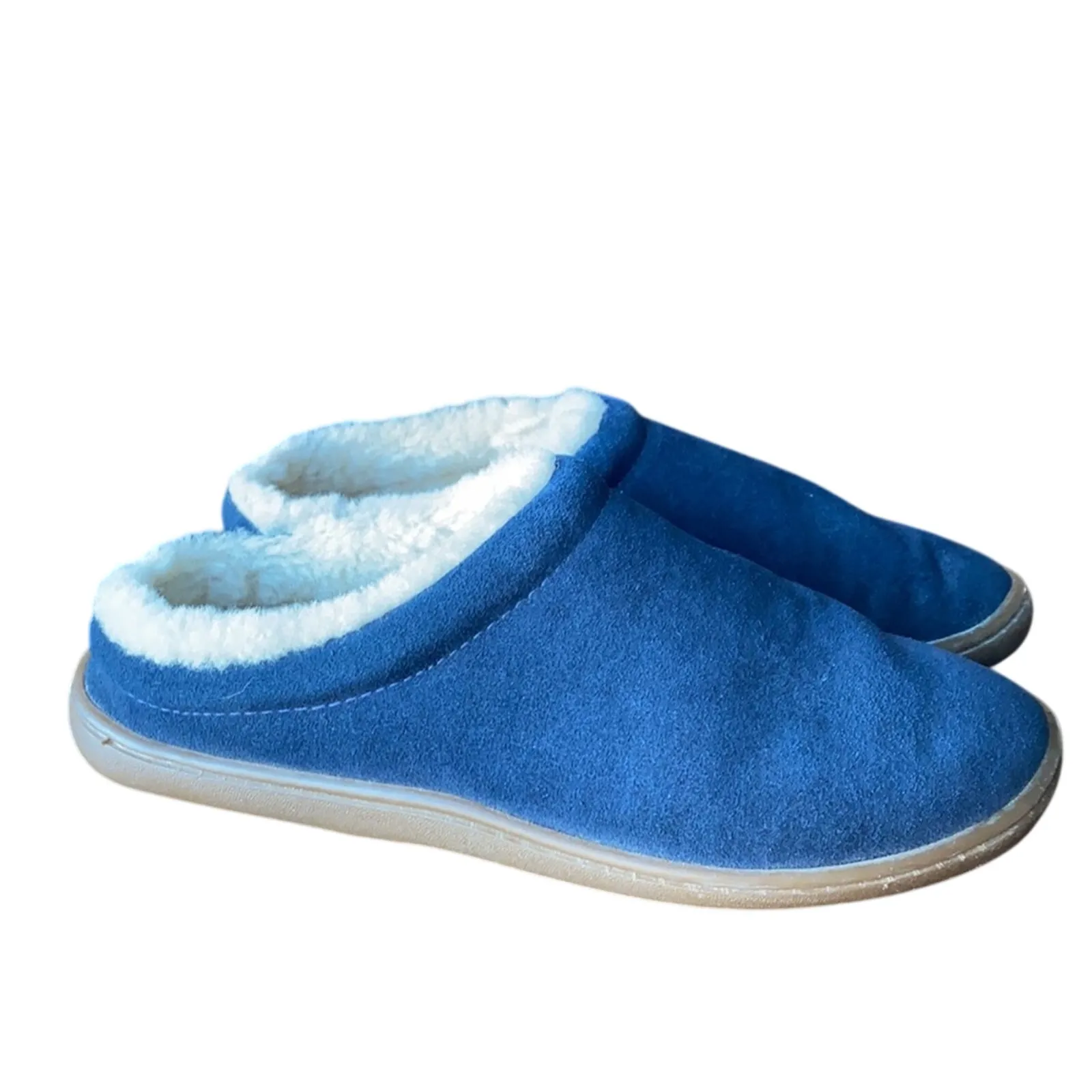 Land’s End blue suede Sherpa lined slippers comfy cabin warm size 7 cabin - Image 4