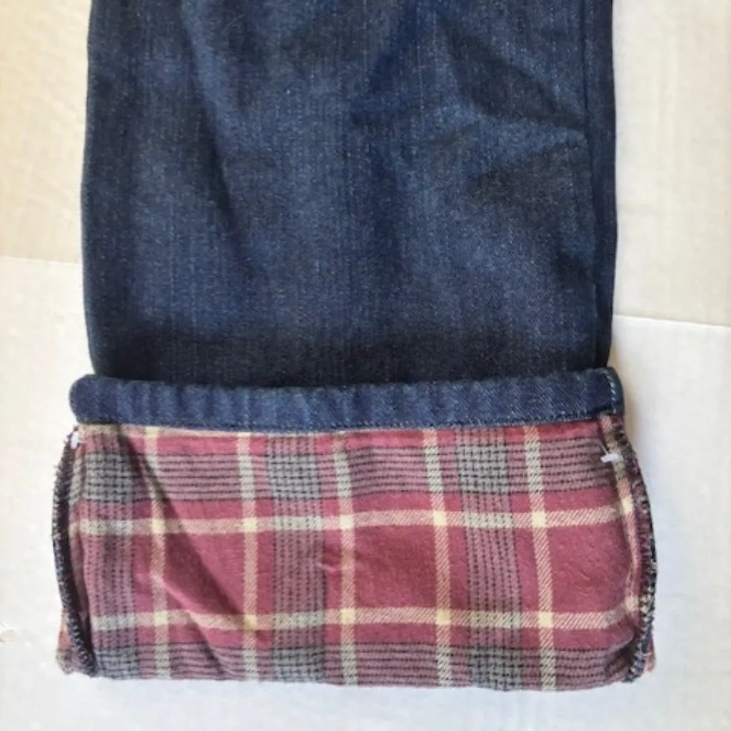 Dickies Flannel Lined Relaxed Fit Jeans 12R Dark Wash Cuff Warm Utility Campus - Image 4