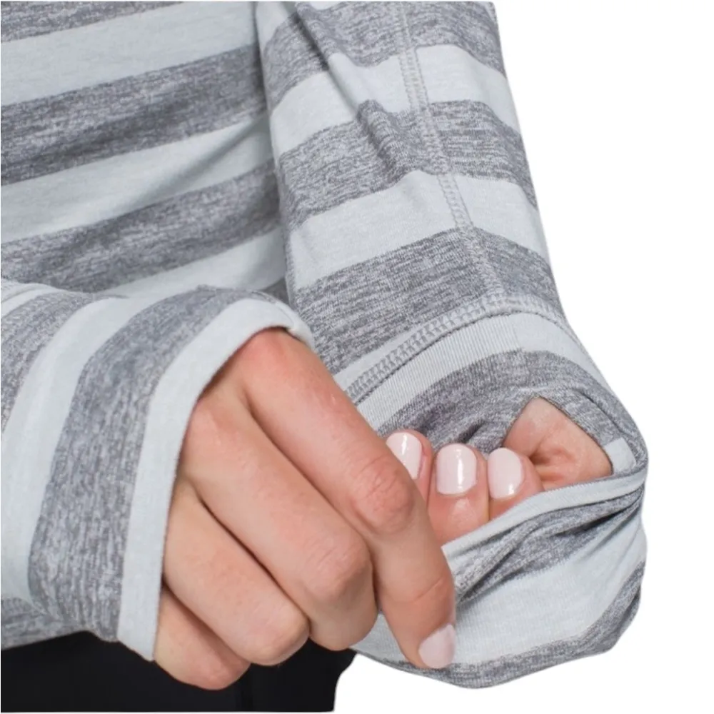 Lululemon Race Your Pace 1/2 Zip in Marshmallow Stripe Heathered Slate Size 4 - Image 8