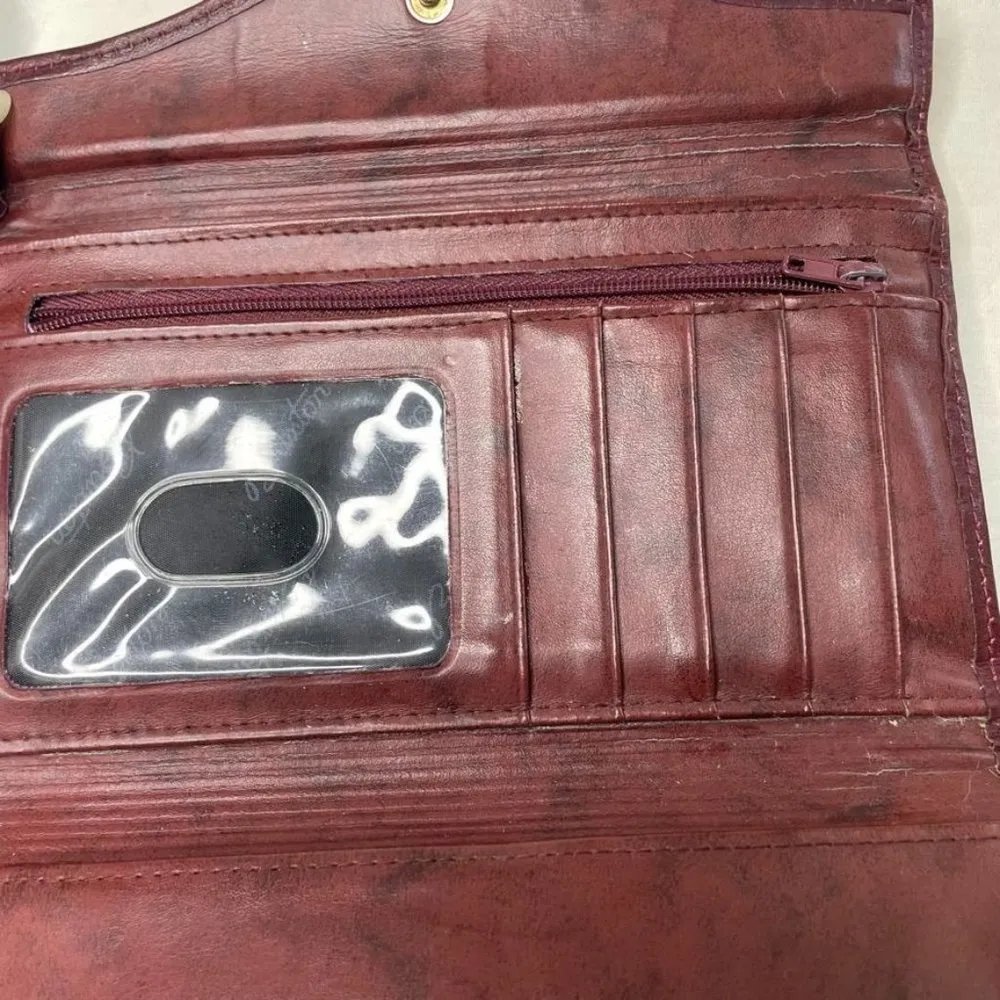 Buxton Heiress Clutch Wallet Top Grain Cowhide Leather Black u Coin Purse CC Slo Brown - Image 6