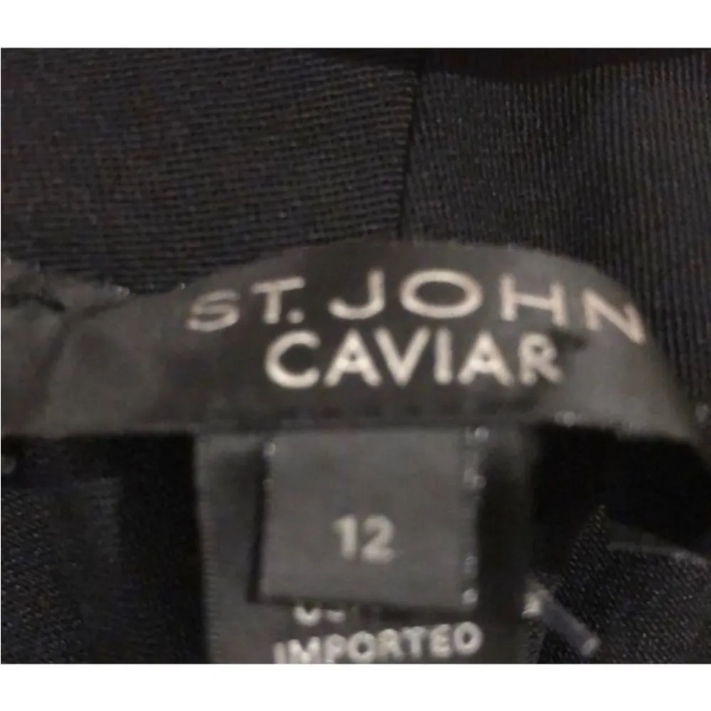 St John Caviar Womens Black Casual Wide Leg Knit Capri Pants Size 12 - Image 5