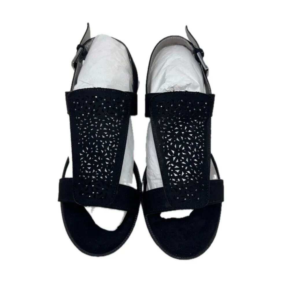 Karen Scott Rheana Black Wedge Cut-Out Slingback Sandals Shoes 8.5 - Image 3