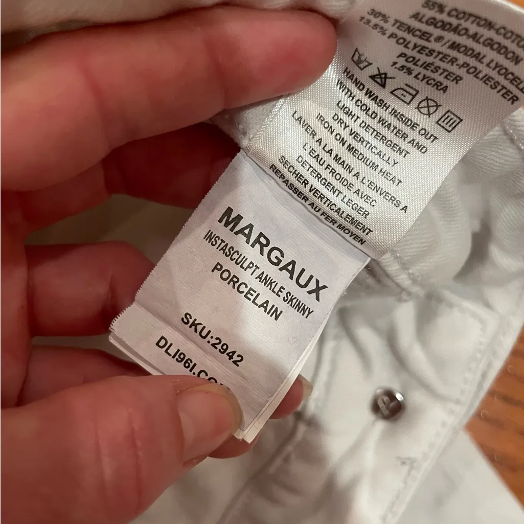 DL1961 Margaux Instasculpt Ankle Skinny Jeans – Porcelain White Size 27 - Image 2