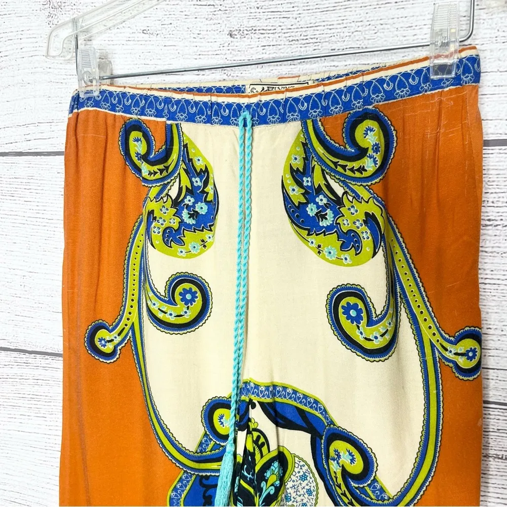 Flying Tomato Boho Wide-Leg Festival Pants Size Small Orange & Blue Multicolor - Image 14