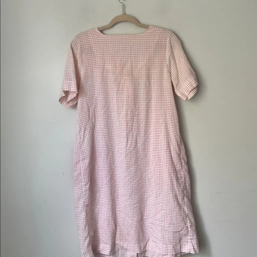 Vtg by Katz Housecoat Robe Pink & White Gingham Pockets. Snaps Size M ^ Red Size M - Image 6