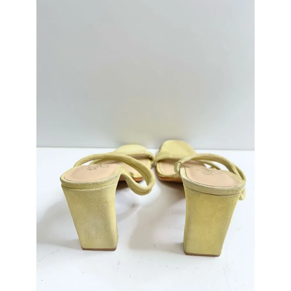 42 Gold Sandals Womens Size‎ 9.5 Leather Suede Light Avocado Green Block Heel Green - Image 8