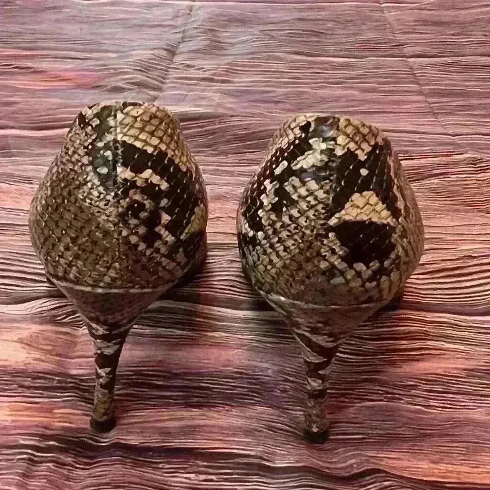 Women’s size 8 Stewart Weitzman Giboya snakeskin, peep tail heels, shoes, pumps - Image 3