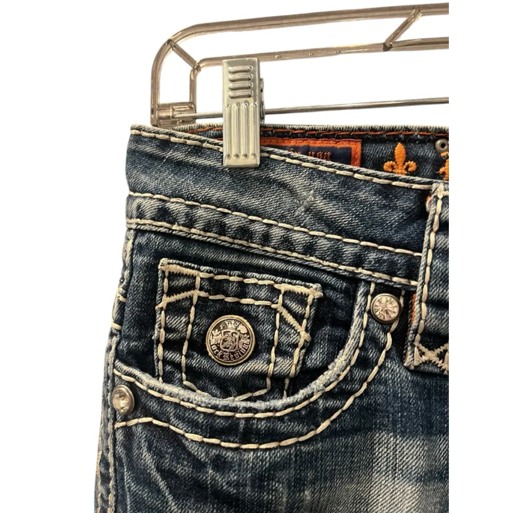 Rock Revival Jen Embroidered Embellished Skinny Jeans Women's Size 28 Sequins - Image 3