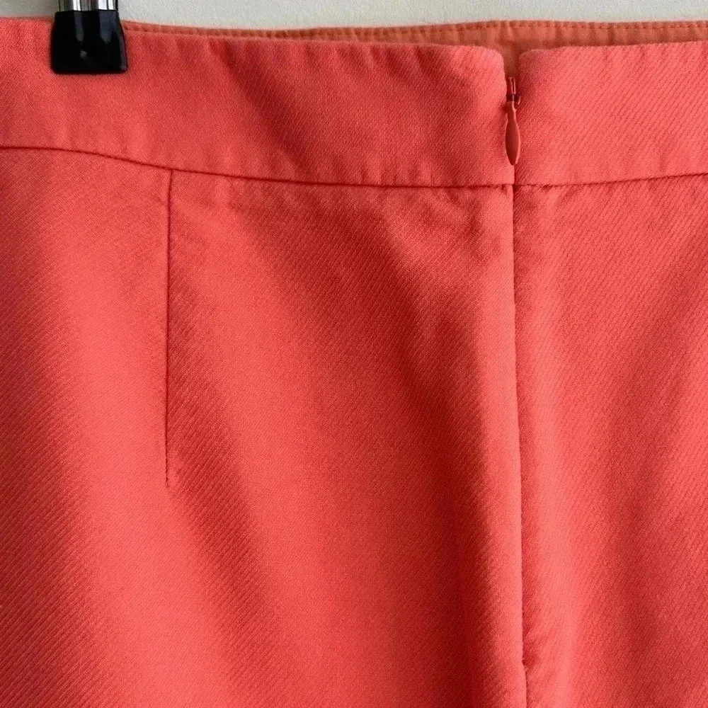 J. By J. Crew Coral/Salmon Solid Pencil Skirt with Scalloped Hem, Size 4 - Image 11