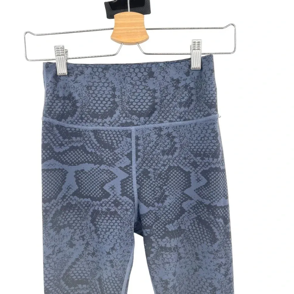 Allfenix Leggings Snakeskin Python Print 7/8 Length Navy Blue Black Size Small‎ - Image 4