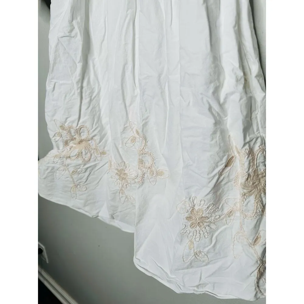 HOFFMAN COPENHAGEN White 100% Cotton Floral Embroidery Smocked Mini Dress 34 Size undefined - Image 10