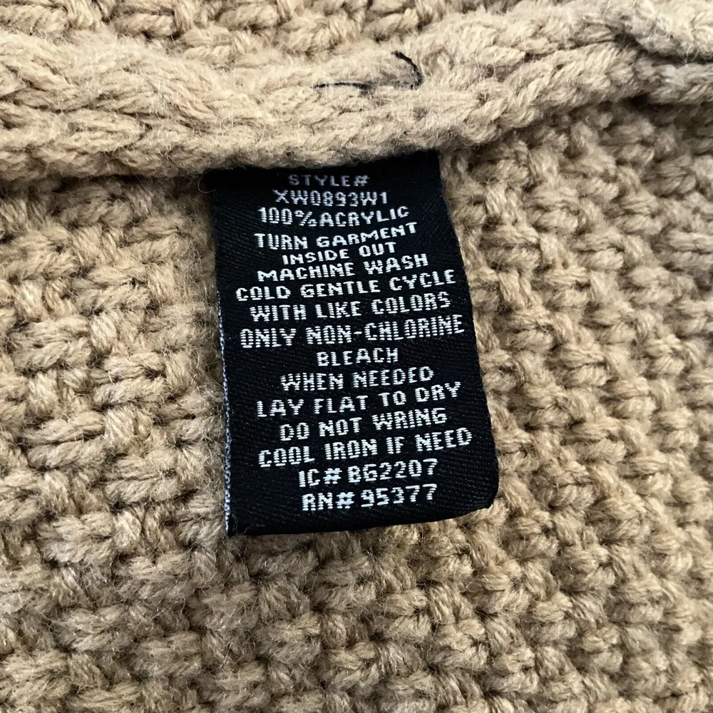 Sanctuary Women's Cable Knit Sweater Tan Crewneck Long Sleeve Cropped Size Large - Image 8