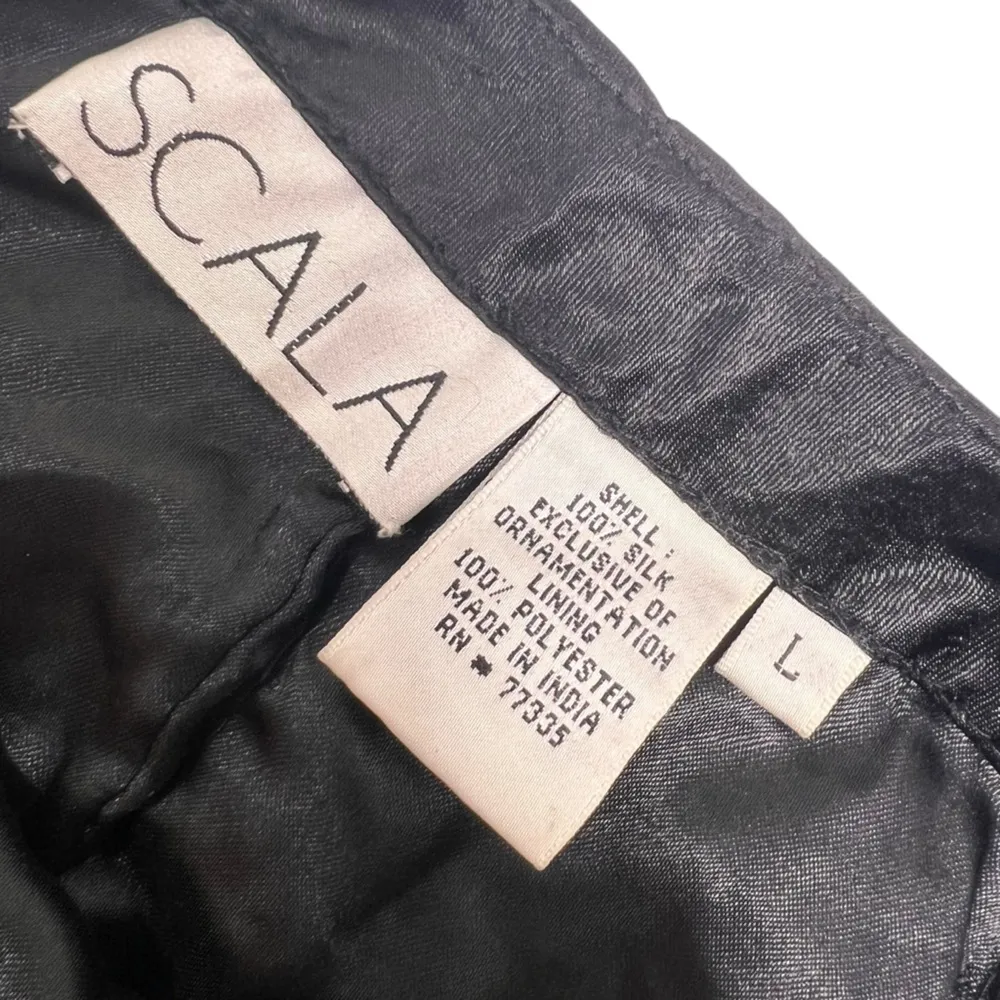 Vintage Scala Sequined Beaded 100% Silk Skirt Black Lined - Image 3